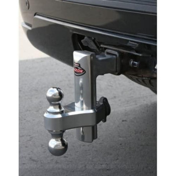 Trimax TRZ8AL 8" Premium Aluminum Adjustable Hitch with Dual Hitch Ball and T3 Receiver Lock, Polished Aluminum