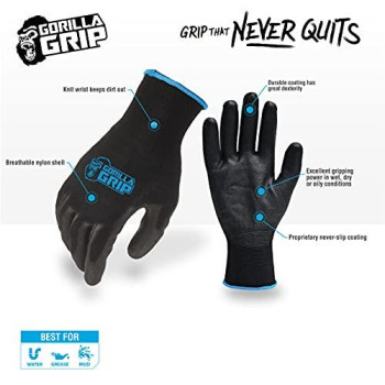 Gorilla Grip Slip Resistant All Purpose Work Gloves | Size: X-Large | Single Pair of Gloves