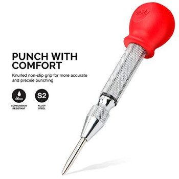 NEIKO 02638A 5-Inch Automatic Center Hole Punch, Adjustable Impact Spring-Loaded Puncher Tool