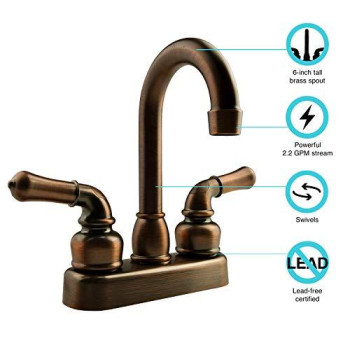 Dura Faucet DF-PB150C-ORB RV Swivel Bar Faucet with Classical Levers - 6-inch Spout (Oil-Rubbed Bronze)