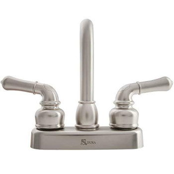 Dura Faucet (DF-PB150C-SN) RV Swivel Bar Faucet with Classical Levers - 6-inch Spout (Brushed Satin Nickel)