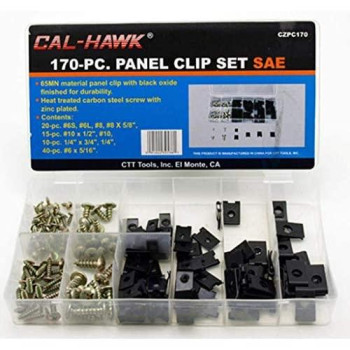 Cal-Hawk CZPC170 Auto Car Clip & Screw Kit for Dash Door Panel Interior SAE, Black