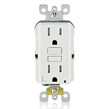 Leviton Aftr1-W 15-Amp, 120-Volt Smartlockpro Outlet Branch Circuit Arc-Fault Circuit Interrupter (Afci) Receptacle, Wallplate Included, White