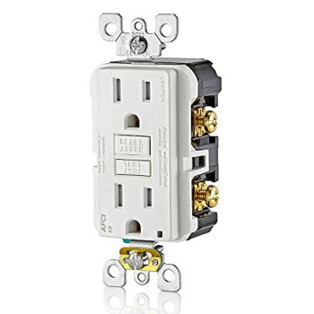 Leviton Aftr1-W 15-Amp, 120-Volt Smartlockpro Outlet Branch Circuit Arc-Fault Circuit Interrupter (Afci) Receptacle, Wallplate Included, White