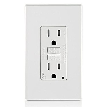 Leviton Aftr1-W 15-Amp, 120-Volt Smartlockpro Outlet Branch Circuit Arc-Fault Circuit Interrupter (Afci) Receptacle, Wallplate Included, White