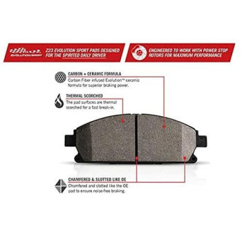 Power Stop K3167 Front Z23 Carbon Fiber Brake Pads with Drilled & Slotted Brake Rotors Kit