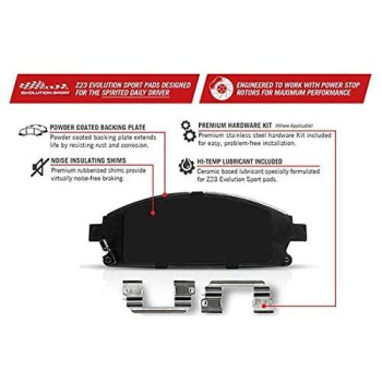 Power Stop K3167 Front Z23 Carbon Fiber Brake Pads with Drilled & Slotted Brake Rotors Kit