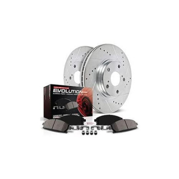 Power Stop K3167 Front Z23 Carbon Fiber Brake Pads with Drilled & Slotted Brake Rotors Kit