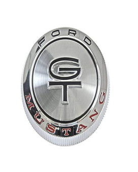 Scott Drake Steel Gas Cap Featuring"FORD MUSTANG GT" Lettering in a Chrome Finish, Compatible with 1966 Ford Mustang, Model C6ZZ-9030-A