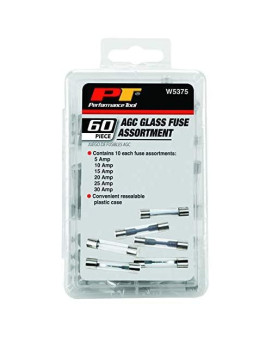 Performance Tool W5375 60pc AGC Glass Fuse Assortment