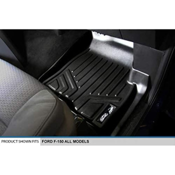 MAXLINER Floor Mats 2 Row Liner Set Black for 2011-2014 Ford F-150 SuperCrew Cab