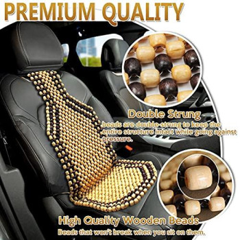 Zone Tech Wood Beaded Seat Cushion - Premium Quality Car Massaging Double Strung Wood Beaded Seat Cushion for Stress Free all Day!