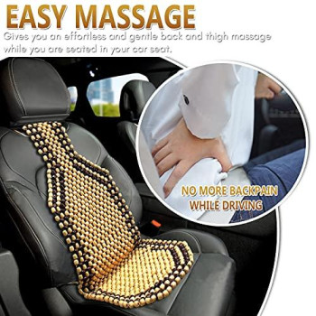 Zone Tech Wood Beaded Seat Cushion - Premium Quality Car Massaging Double Strung Wood Beaded Seat Cushion for Stress Free all Day!