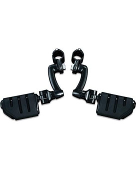 Kuryakyn 7599 Motorcycle Foot Controls: Longhorn Offset Trident Dually Highway Pegs with Magnum Quick Clamps for 1-1/4" Engine Guards/Tubing, Gloss Black, 1 Pair