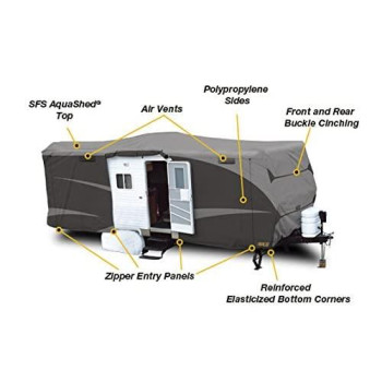 ADCO 52245 Designer Series SFS Aqua Shed Travel Trailer RV Cover - 287 Inch - 316 Inch, Gray