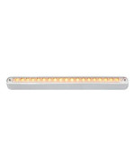 Grand General 76291 Amber 12" 19-LED Sealed Light Bar with Clear Lens, Chrome Base and 3 Wires for Dual Function