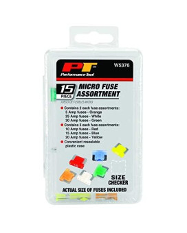 Performance Tool W5376 15-Piece Micro Fuse Assortment