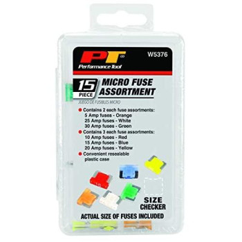 Performance Tool W5376 15-Piece Micro Fuse Assortment