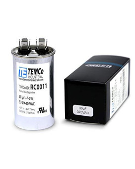 TEMCo 30 uf/MFD 370 VAC Volts Round Run Capacitor 50/60 Hz AC Electric - Lot -1 (Optional uf/MFD, Voltage and Lot Quantities Available)