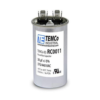 TEMCo 30 uf/MFD 370 VAC Volts Round Run Capacitor 50/60 Hz AC Electric - Lot -1 (Optional uf/MFD, Voltage and Lot Quantities Available)