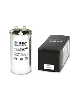 TEMCo 45 uf/MFD 370 VAC Volts Round Run Capacitor 50/60 Hz AC Electric - Lot -1 (Optional uf/MFD, Voltage and Lot Quantities Available)