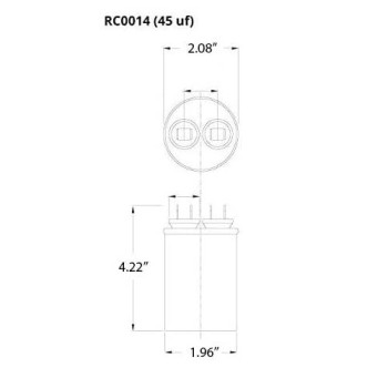 TEMCo 45 uf/MFD 370 VAC Volts Round Run Capacitor 50/60 Hz AC Electric - Lot -1 (Optional uf/MFD, Voltage and Lot Quantities Available)