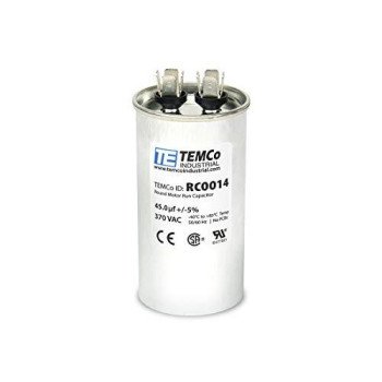 TEMCo 45 uf/MFD 370 VAC Volts Round Run Capacitor 50/60 Hz AC Electric - Lot -1 (Optional uf/MFD, Voltage and Lot Quantities Available)