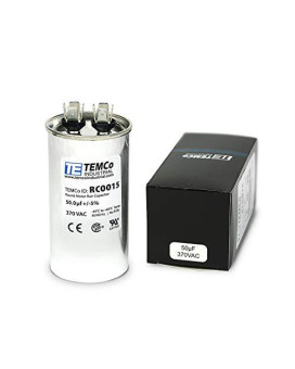 TEMCo 50 uf/MFD 370 VAC Volts Round Run Capacitor 50/60 Hz AC Electric - Lot -1 (Optional uf/MFD, Voltage and Lot Quantities Available)