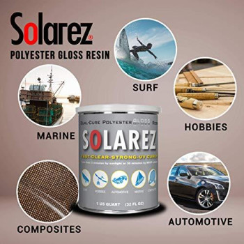 SOLAREZ UV Cure Polyester Gloss Resin (Quart), Original Formula for Custom Woodworking, Pool Cues, Guitar Making, Counter Tops, Bar Tops, Wood Tables ~ Made in The USA