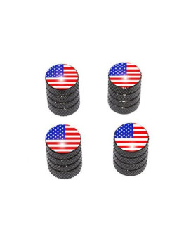 Graphics and More USA Flag - American Tire Rim Valve Stem Caps - Black