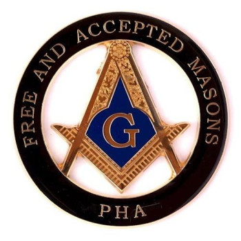 Prince Hall Free & Accepted Round Masonic Auto Emblem - [Gold & Black][3 Diameter]