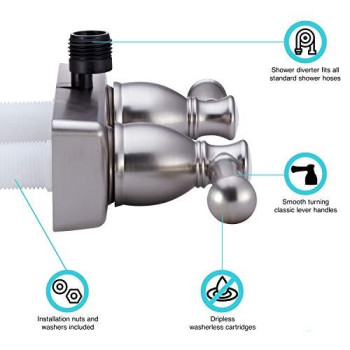 Dura Faucet DF-SA100L-SN RV Shower Faucet Valve Diverter with Hot/Cold Handles (Brushed Satin Nickel)