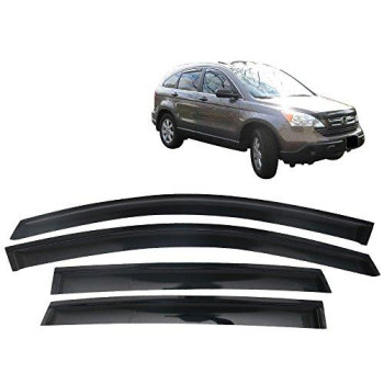 Window Visor Compatible With 2012-2016 Honda CRV CR-V SUV, Slim Style Acrylic Smoke Tinted Sun Rain Shade Guard Wind Vent Air Deflector by IKON MOTORSPORTS, 2013 2014 2015