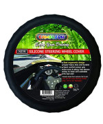 Silicone Black Steering Wheel Cover- Racing Power Grip-Ergonomic Handling (Black)