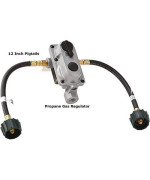 Flame King (KT12ACR6) 2-Stage Auto Changeover LP Propane Gas Regulator With Two 12 Inch Pigtails For RVs, Vans, Trailers