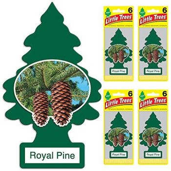 LITTLE TREES Car Air Freshener I Hanging Tree Provides Long Lasting Scent for Auto or Home I Royal Pine, 6-Packs (4 Count)