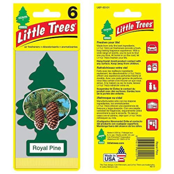 LITTLE TREES Car Air Freshener I Hanging Tree Provides Long Lasting Scent for Auto or Home I Royal Pine, 6-Packs (4 Count)