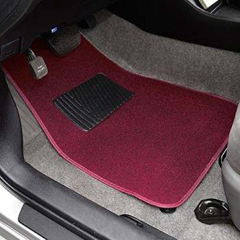 BDK MT-100-BD Burgundy Red Carpeted 4 Piece Car SUV Floor Mats With Vinyl Heel Pad Car Vehicle Universal Fit