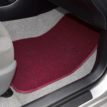 BDK MT-100-BD Burgundy Red Carpeted 4 Piece Car SUV Floor Mats With Vinyl Heel Pad Car Vehicle Universal Fit