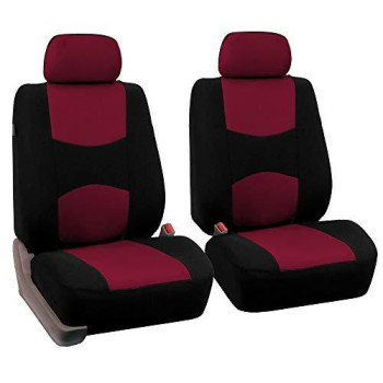 FH Group FB050102 Flat Cloth Seat Covers (Burgundy) Front Set 