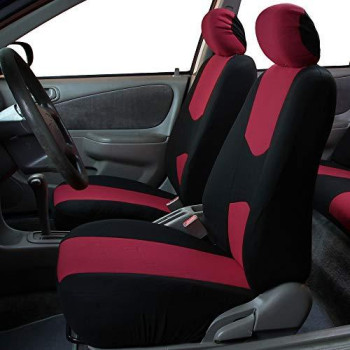 FH Group FB050102 Flat Cloth Seat Covers (Burgundy) Front Set 