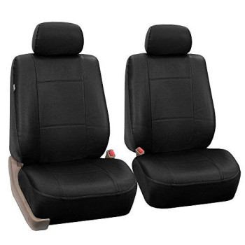 FH Group PU002BLACK115 Black Faux Leather Seat Cover (Full Set Airbag Compatible and Split Bench Cover)