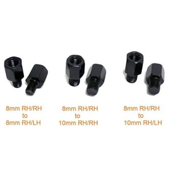 MMG 8mm RH/RH Thread Mirror Adapter Conversion Kit - 8mm to 10mm - RH/RH to RH/LH Black