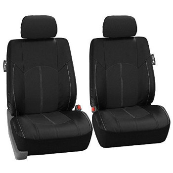 FH Group Car Seat Covers Black Full Set Faux Leather - Universal Fit, Automotive Seat Covers, Low Back Front Seat Covers, Airbag Compatible, Split Bench Rear Seat Cover, Car Seat Cover for SUV, Sedan