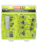 Ryobi A25R151 15 Piece 1/4 Inch Shank Carbide Edge Router Bit Set for Wood