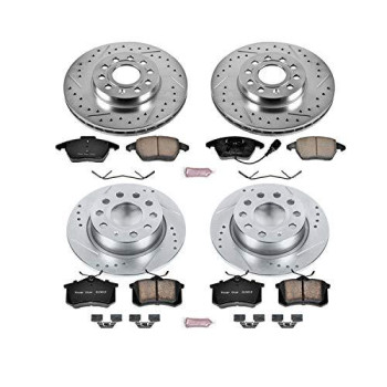 Power Stop K5749 Front and Rear Z23 Carbon Fiber Brake Pads with Drilled & Slotted Brake Rotors Kit