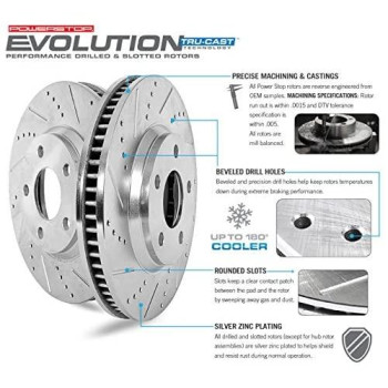 Power Stop K5828 Front and Rear Z23 Carbon Fiber Brake Pads with Drilled & Slotted Brake Rotors Kit