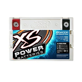 XS Power D3400R 12V Battery (BCI Group 34R AGM Max Amps 3,300A, CA: 1000 Ah: 65, 2500W/4000W)