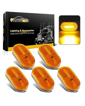 Partsam 5x Amber Clearance/Marker Side Light w/Removable Lens RV Trailer Truck Camper Waterproof 12V 2x4 Reflectorized Trailer Led Clearance and side marker Lights with Reflex Lens Surface Mount