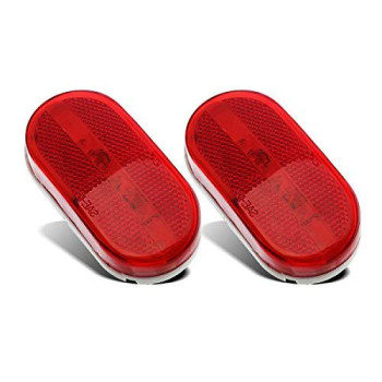 Partsam 2Pcs Red 4 Inch Oblong Led Clearance and Side Marker lights Lamps with Reflex Lens White Base RV Camper Surface Mount, Sealed 2x4 Reflective Rectangular Rectangle Led Marker Lights Lights 12V